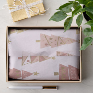Chic Pastel Pink and Gold Christmas Tree Tissuepapier