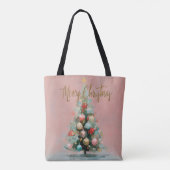 Chic Pastel Pink Christmas Tree Tote Bag (Achterkant)