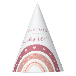 Chic Pastel Pink Rainbow Boho Birthday Feesthoedjes