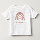 Chic Pastel Pink Rainbow Boho First Birthday Kinder Shirts (Voorkant)