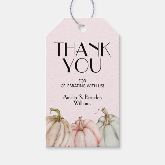 Chic Pastel Pumpkins Pink Girl Baby shower Cadeaulabel (Voorkant)