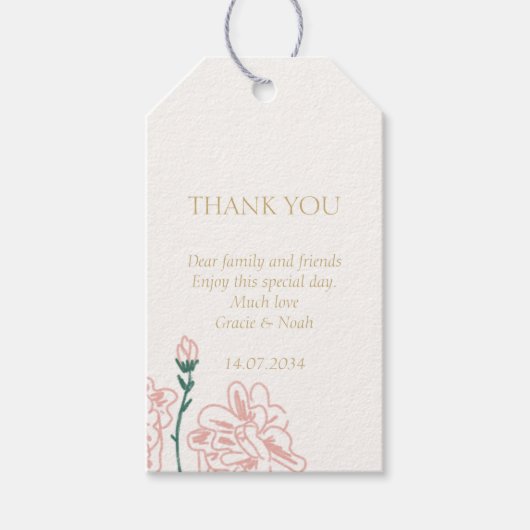 Chic Pastel Roos bruiloft Dank u Cadeaulabel (Voorkant)