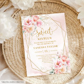Chic Pastel Roze Goud Pioenen Sweet 16 Gastboek Gastenboek