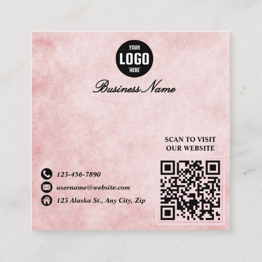 Chic Pastel Roze & Goud QR Code Loyaliteitskorting Kortingskaartje (Achterkant)