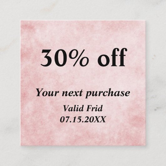 Chic Pastel Roze & Goud QR Code Loyaliteitskorting Kortingskaartje (Voorkant)