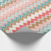 Chic Pastel Roze Mint Chevron Aangepast monogram Cadeaupapier (Hoek)