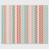 Chic Pastel Roze Mint Chevron Aangepast monogram Cadeaupapier (Vlak)