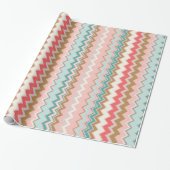 Chic Pastel Roze Mint Chevron Aangepast monogram Cadeaupapier (Uitgerold)
