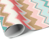 Chic Pastel Roze Mint Chevron Aangepast monogram Cadeaupapier (Rol Hoek)