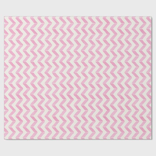 Chic Pastel Roze & Mint Chevron Aangepast monogram Cadeaupapier (Vlak)