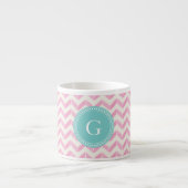 Chic Pastel Roze & Mint Chevron Aangepast monogram Espresso Kop (Voorkant)