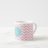 Chic Pastel Roze & Mint Chevron Aangepast monogram Espresso Kop (Voorkant rechts)