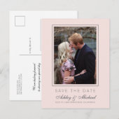 Chic Pastel Roze sparen de Foto van het Verloving  Aankondigingskaart (Voorkant / Achterkant)