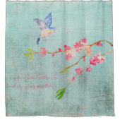 Chic Pastel Spring Bird Cherry Blossom Douchegordijn (Voorkant)