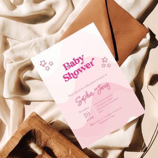 Chic Pastel Star Modern Roze Baby shower Kaart