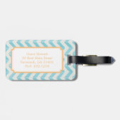 Chic Pastel turquoise Chevron Custom Monogram Bagagelabel (Achterkant horizontaal)