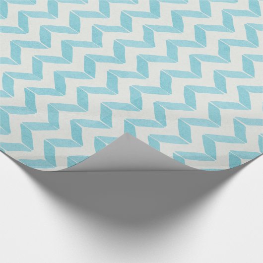 Chic Pastel turquoise Chevron Custom Monogram Cadeaupapier (Hoek)