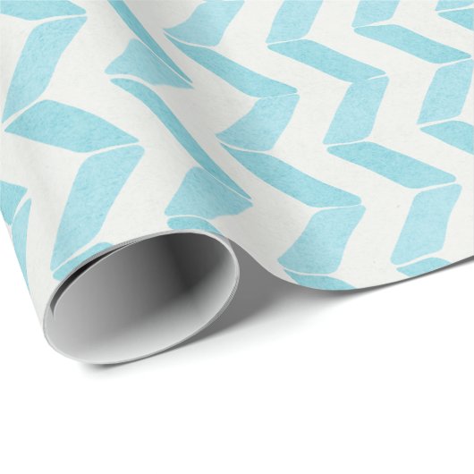 Chic Pastel turquoise Chevron Custom Monogram Cadeaupapier (Rol Hoek)