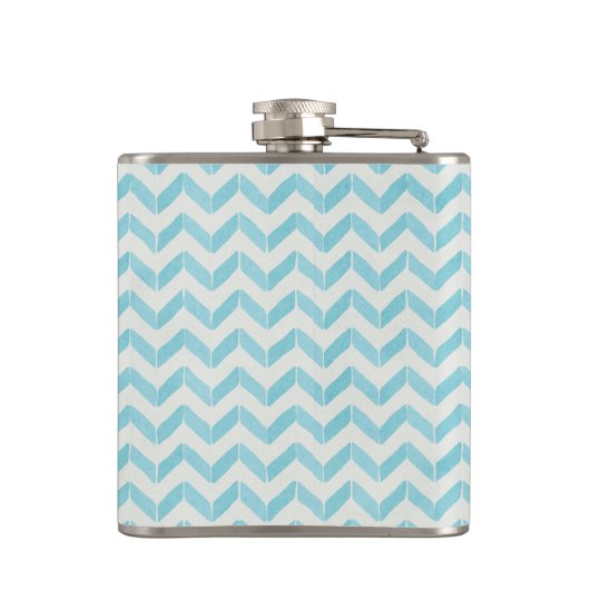 Chic Pastel turquoise Chevron Custom Monogram Heupfles (Achterkant)