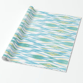 Chic pastel turquoise waterverf ikat patroon cadeaupapier (Uitgerold)