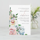 Chic Pastel Waterverf Bloemen Huwelijk Kaart (Staand voorkant)