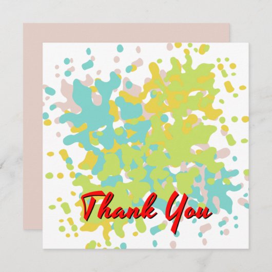 Chic Pastel Waterverf Spots Red Text Bedankkaart (Voorkant / Achterkant)