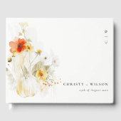 Chic Pastel Wildflower Pompoen Waterverf bruiloft Gastenboek (Voorkant)