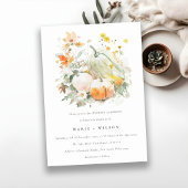 Chic Pastel Wildflower Pompoen Waterverf bruiloft Kaart