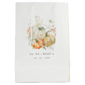 Chic Pastel Wildflower Pompoen Waterverf bruiloft Medium Cadeauzakje (Achterkant)