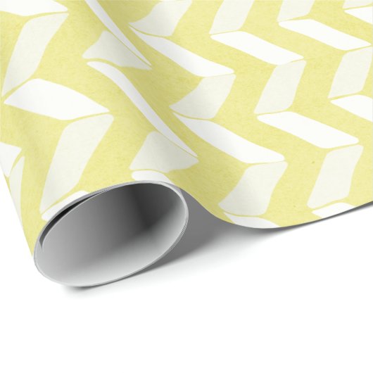 Chic Pastel Yellow Blauwgroen Chevron Custom Monog Cadeaupapier (Rol Hoek)