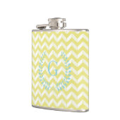 Chic Pastel Yellow Blauwgroen Chevron Custom Monog Heupfles (Links)