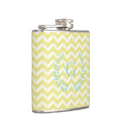 Chic Pastel Yellow Blauwgroen Chevron Custom Monog Heupfles (Rechts)
