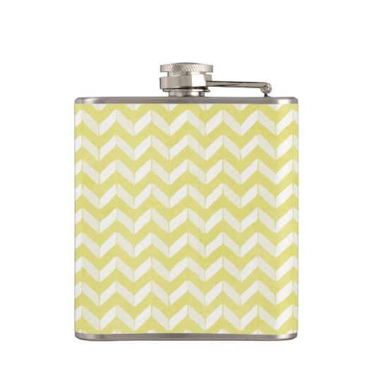 Chic Pastel Yellow Blauwgroen Chevron Custom Monog Heupfles (Achterkant)