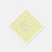 Chic Pastel Yellow Blauwgroen Chevron Custom Monog Servet (Hoek)