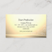 Chic Pastel Zijde Cream Curved Decor met Monogram Visitekaartje (Achterkant)