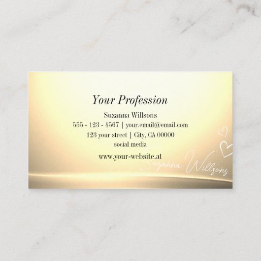 Chic Pastel Zijde Cream Curved Decor met Monogram Visitekaartje (Achterkant)