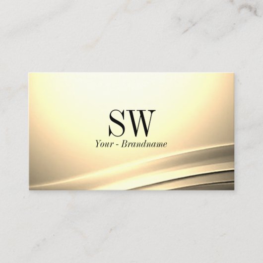 Chic Pastel Zijde Cream Curved Decor met Monogram Visitekaartje (Voorkant)