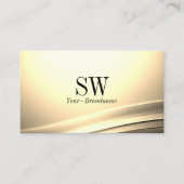 Chic Pastel Zijde Cream Curved Decor Monogram Foto Visitekaartje (Voorkant)