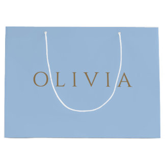 Chic pastelblauw minimalistisch monogram grote gif groot cadeauzakje