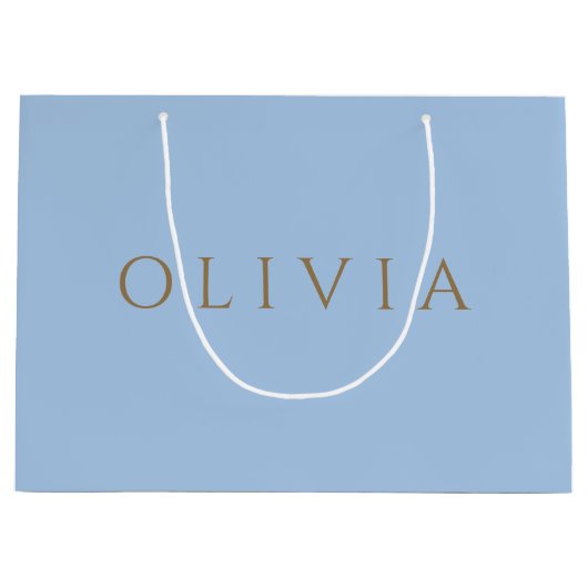 Chic pastelblauw minimalistisch monogram grote gif groot cadeauzakje (Voorkant)