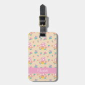 Chic pastelpaddenstoel Aardbei Patroon Cream Bagagelabel (Voorkant verticaal)