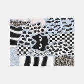 Chic Patchwork Suspicious Black Cat Gingham & Chec Fleece Deken (Voorkant (Horizontaal))