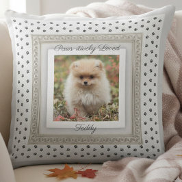 Chic Paws-itively Loved Pet Photo Keepsake Kussen
