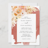 Chic Peach Blush Champagne Rust Red Floral Wedding Kaart (Voorkant)
