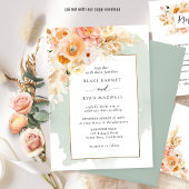 Chic Peach, Blush, Champagne, Sage Floral Wedding Kaart