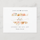 Chic Peach, Blush, Champagne Wedding Save the Date Briefkaart (Voorkant)