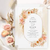 Chic Peach Blush Cream and Champagne Oval Weddensc