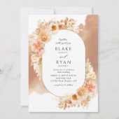 Chic Peach Blush Cream and Terracotta Oval Weddens Kaart (Voorkant)