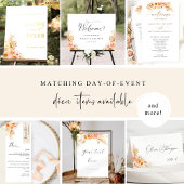 Chic Peach Blush en Champagne Floral Wedding Kaart