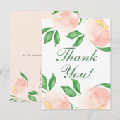 Chic Peach Blush Floral Dank u Briefkaart (Voorkant / Achterkant)
